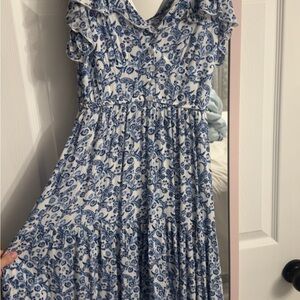 Francesca's Collections Blue and White Floral Maxi Dress
